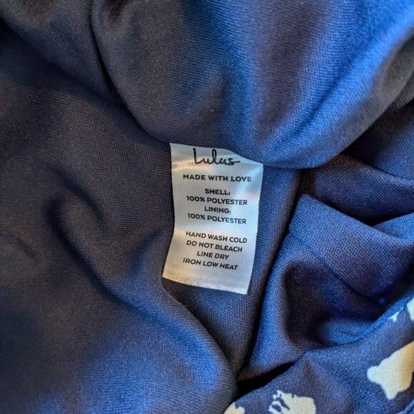 Lulu’s Spotted You Navy Blue Leopard Print Paperbag Waist Pants Women’s Medium - Picture 11 of 11